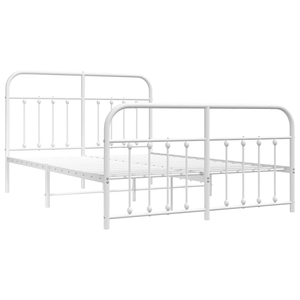 Giroletto con Testiera e Pediera Metallo Bianco 140x190 cm | homemem39