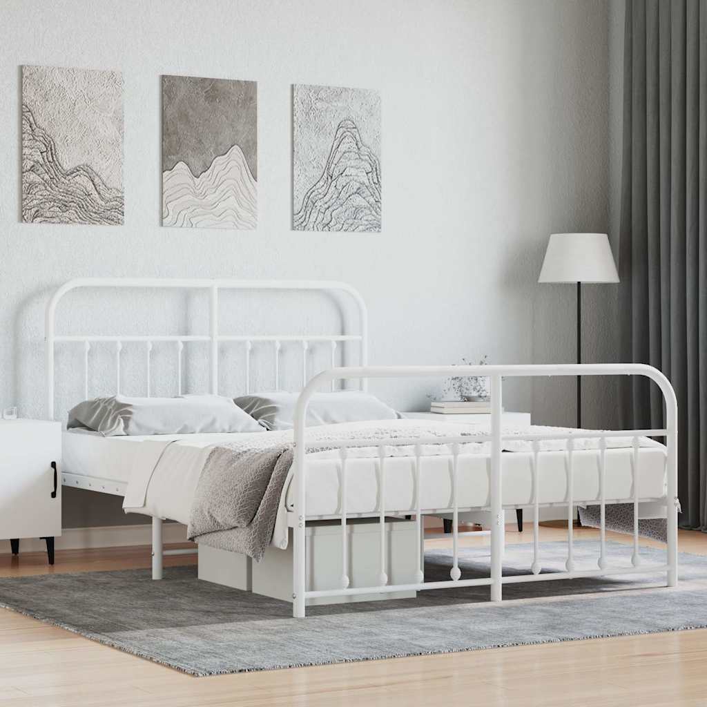 Giroletto con Testiera e Pediera Metallo Bianco 140x190 cm | homemem39