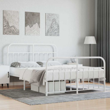 Giroletto con Testiera e Pediera Metallo Bianco 140x190 cm | homemem39