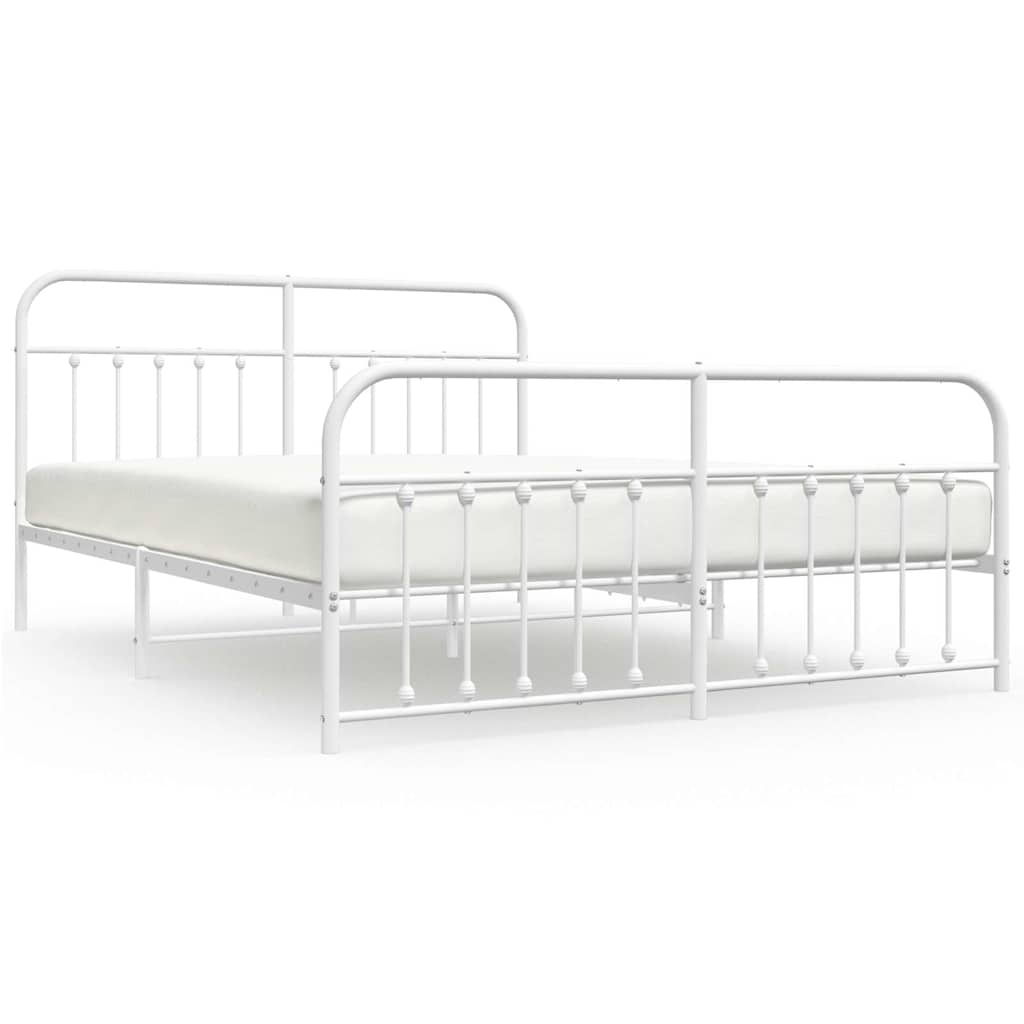Giroletto con Testiera e Pediera Metallo Bianco 183x213 cm | homemem39