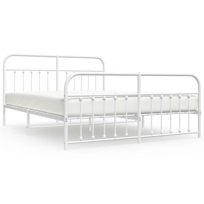 Giroletto con Testiera e Pediera Metallo Bianco 183x213 cm | homemem39
