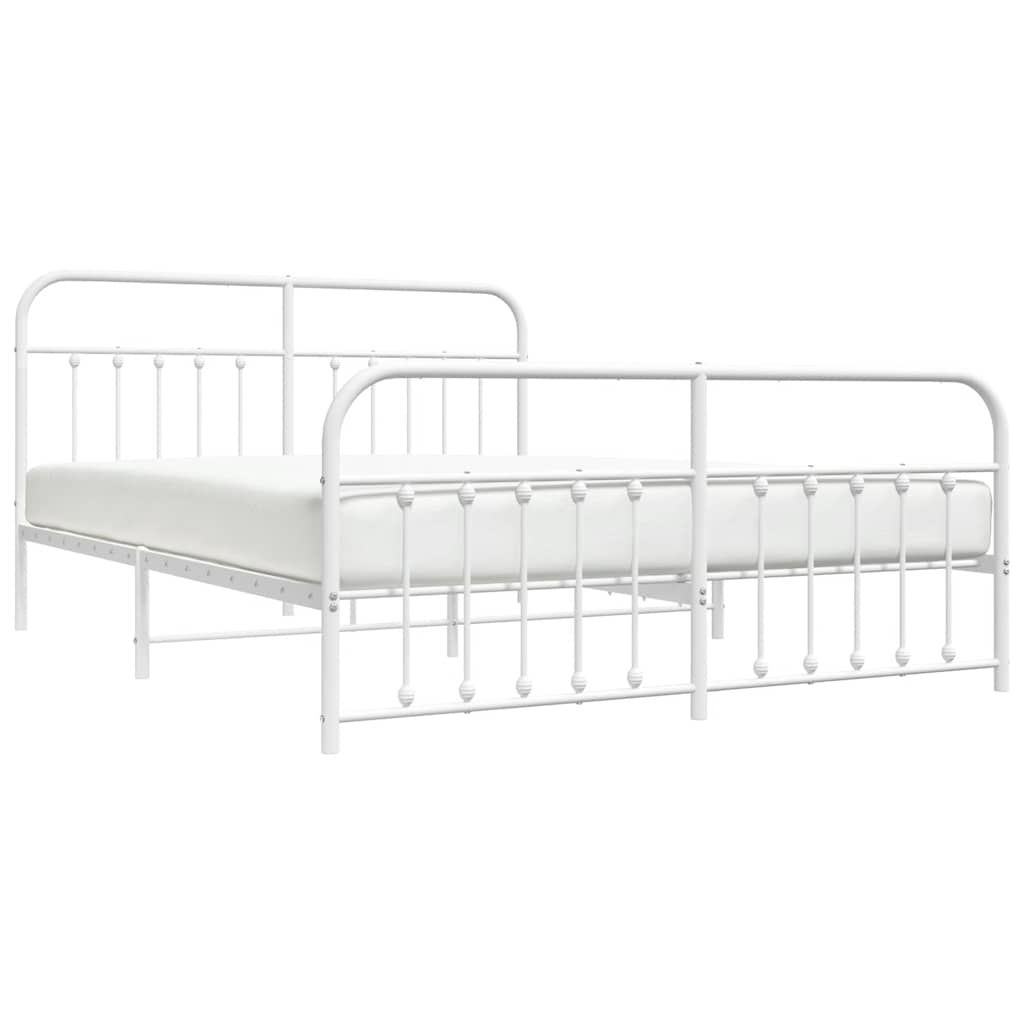 Giroletto con Testiera e Pediera Metallo Bianco 183x213 cm | homemem39