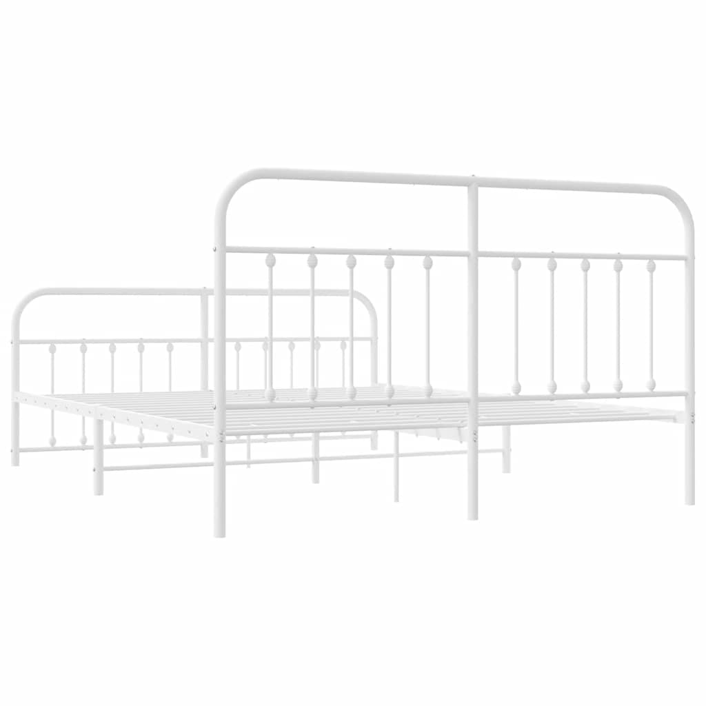 Giroletto con Testiera e Pediera Metallo Bianco 183x213 cm | homemem39