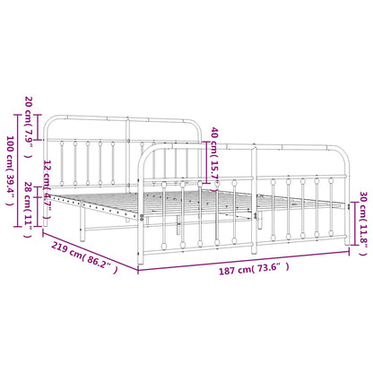Giroletto con Testiera e Pediera Metallo Bianco 183x213 cm | homemem39