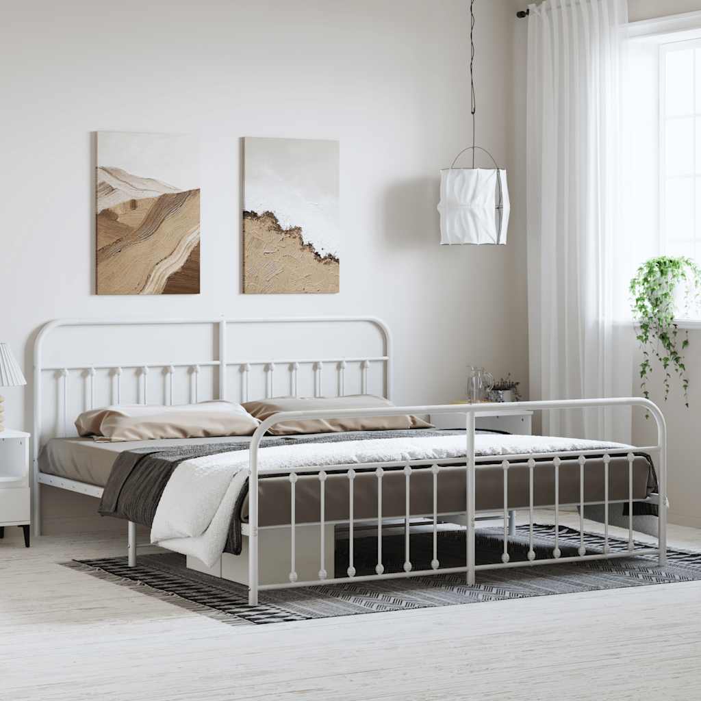 Giroletto con Testiera e Pediera Metallo Bianco 183x213 cm | homemem39