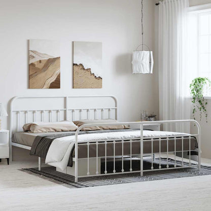 Giroletto con Testiera e Pediera Metallo Bianco 183x213 cm | homemem39