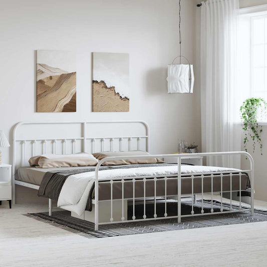Giroletto con Testiera e Pediera Metallo Bianco 183x213 cm | homemem39