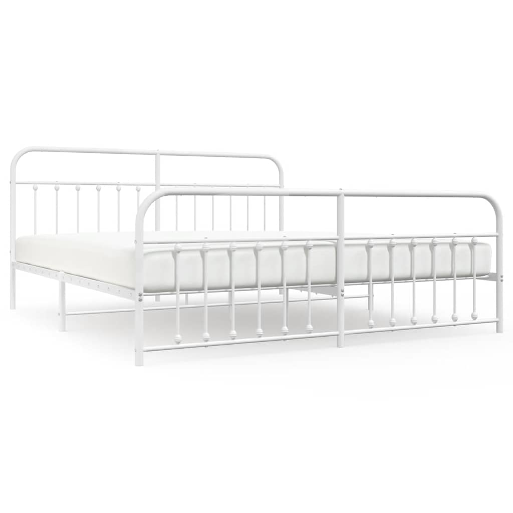 Giroletto con Testiera e Pediera Metallo Bianco 193x203 cm | homemem39