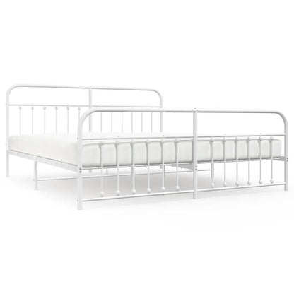 Giroletto con Testiera e Pediera Metallo Bianco 193x203 cm | homemem39