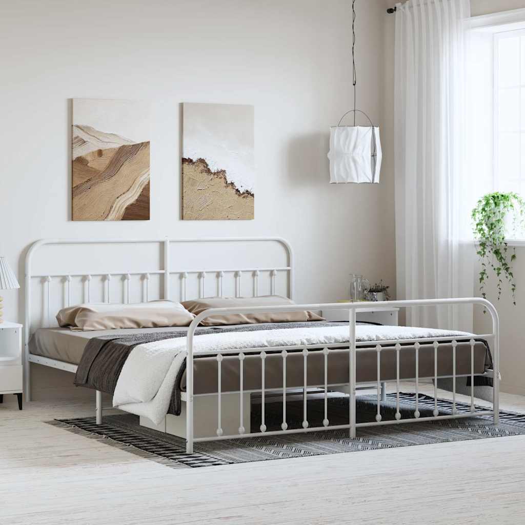 Giroletto con Testiera e Pediera Metallo Bianco 193x203 cm | homemem39