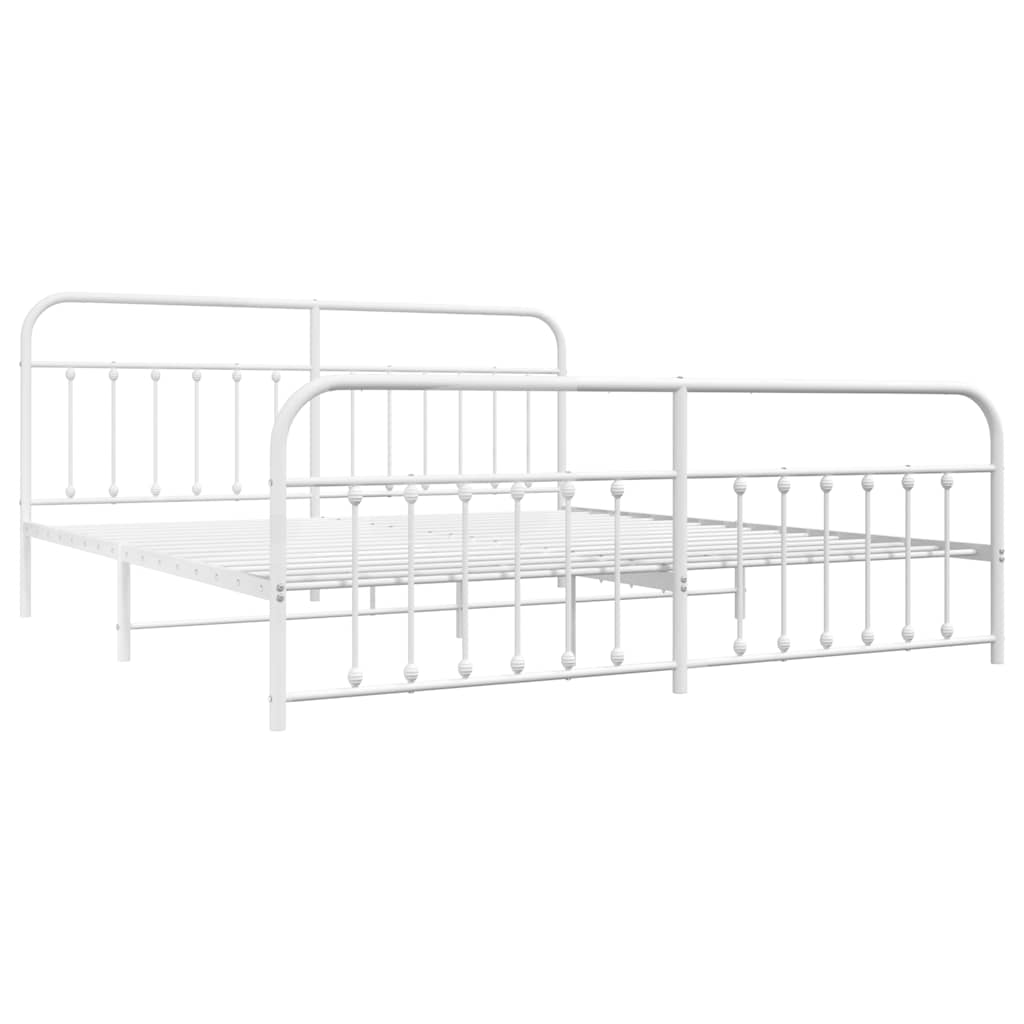 Giroletto con Testiera e Pediera Metallo Bianco 200x200 cm | homemem39