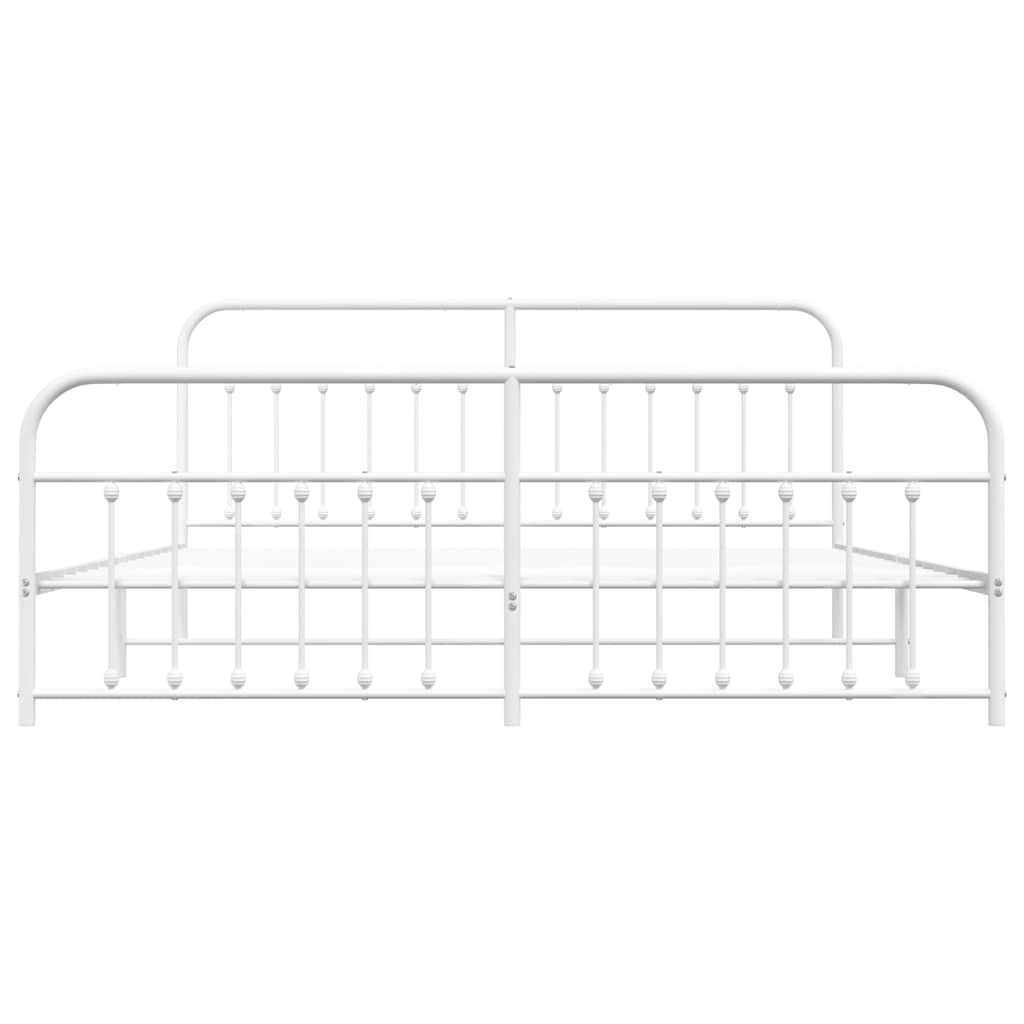 Giroletto con Testiera e Pediera Metallo Bianco 200x200 cm | homemem39