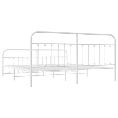 Giroletto con Testiera e Pediera Metallo Bianco 200x200 cm | homemem39