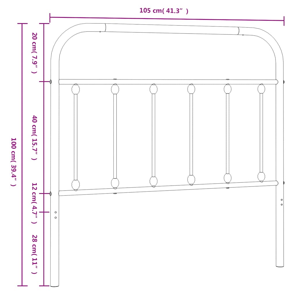 Testiera in Metallo Bianco 100 cm - homemem39