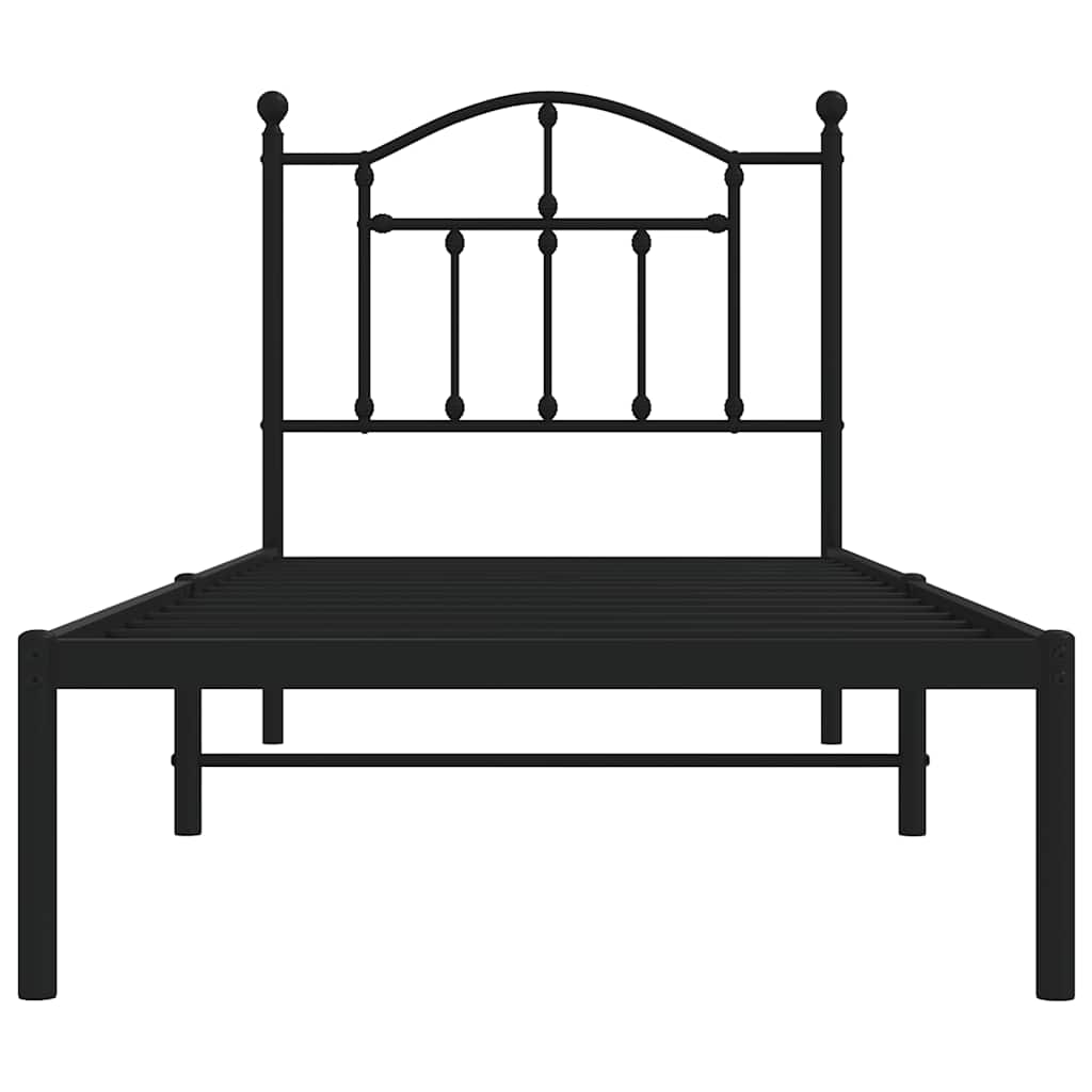 Giroletto con Testiera in Metallo Nero 90x190 cm | homemem39