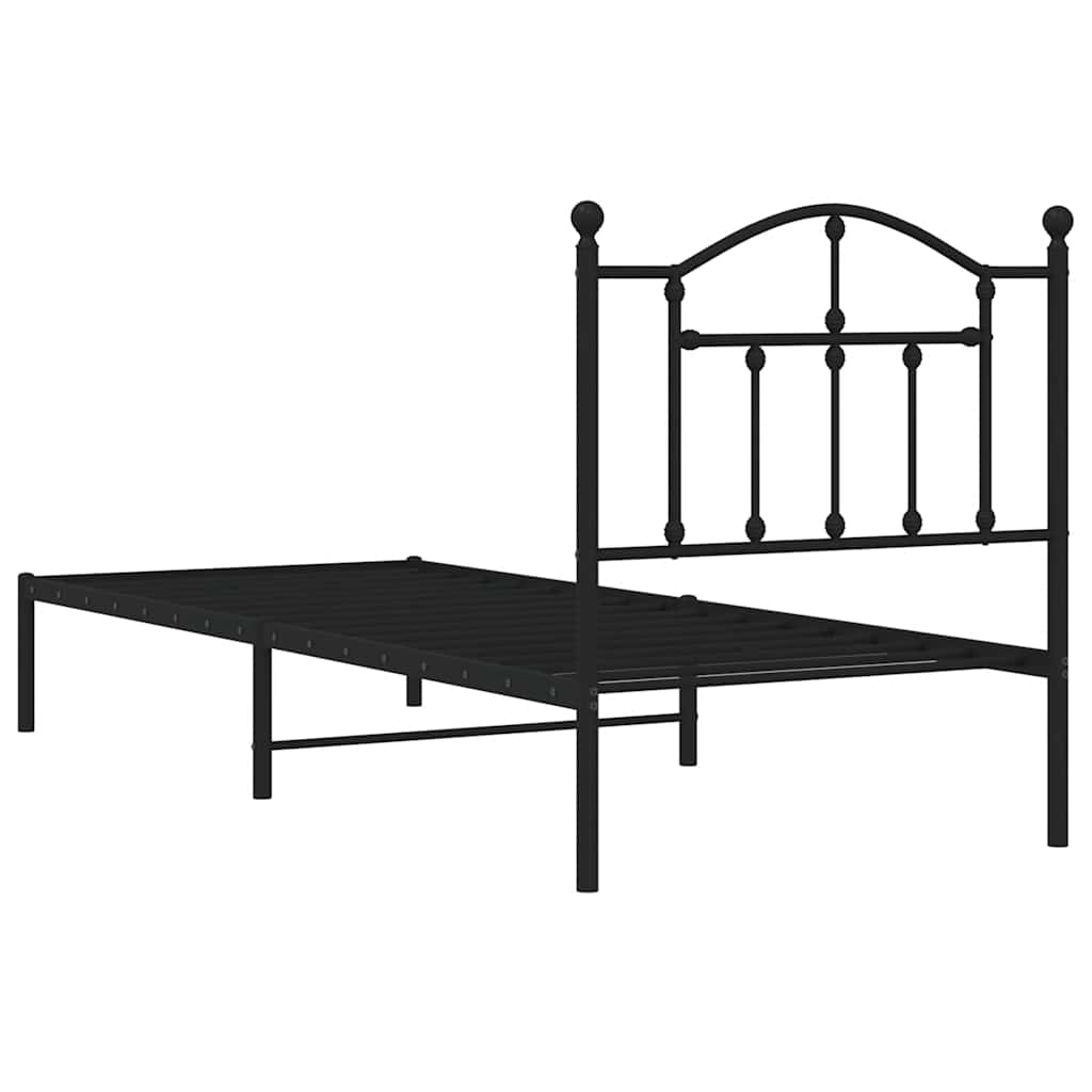 Giroletto con Testiera in Metallo Nero 90x190 cm | homemem39