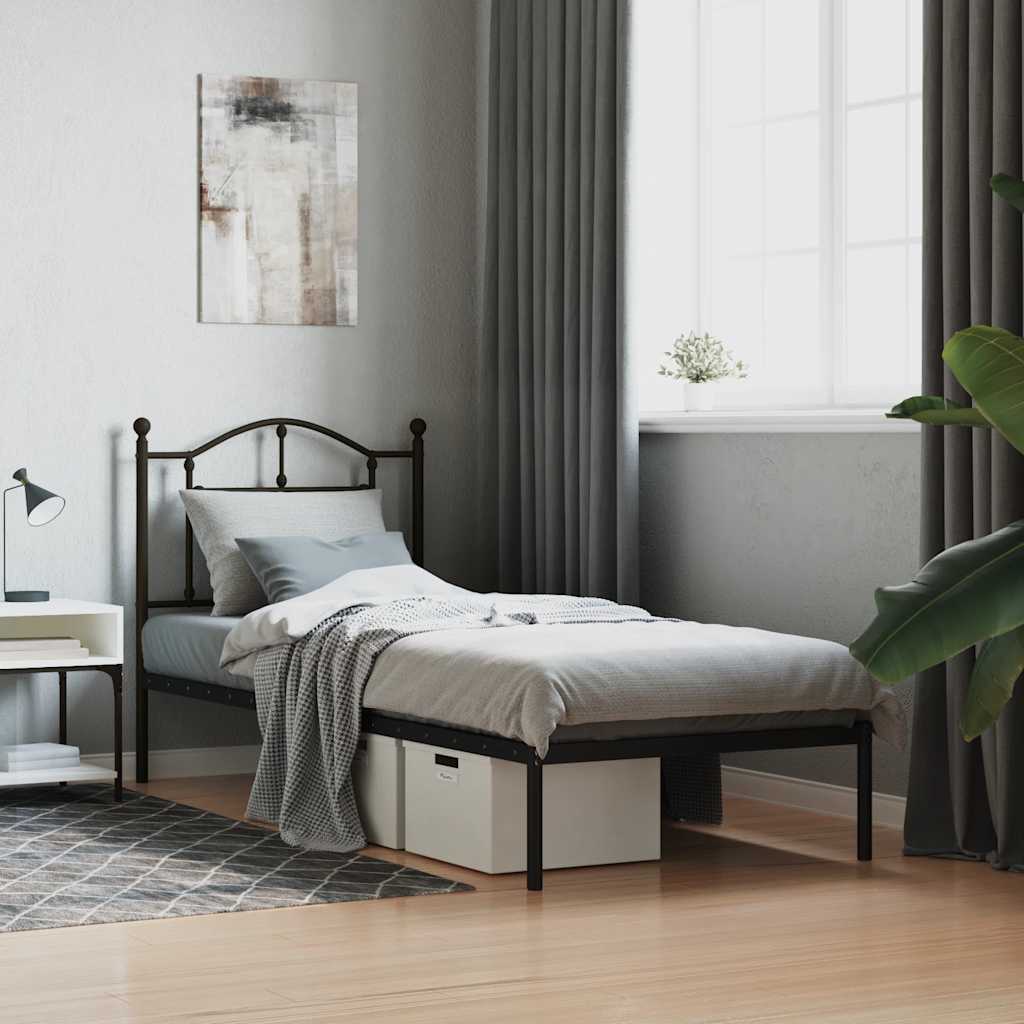 Giroletto con Testiera in Metallo Nero 90x190 cm | homemem39