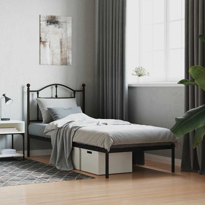 Giroletto con Testiera in Metallo Nero 90x190 cm | homemem39