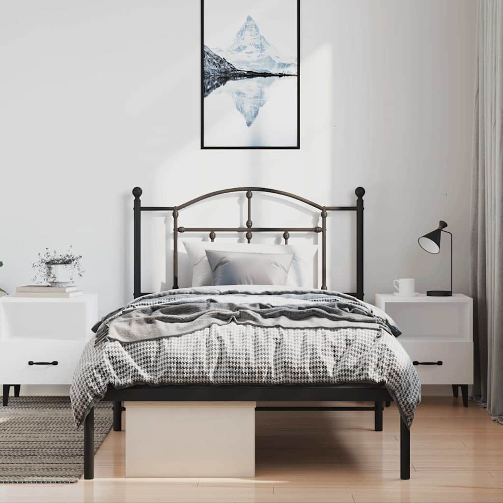 Giroletto con Testiera Metallo Nero 100x200 cm | homemem39