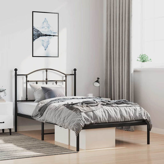 Giroletto con Testiera Metallo Nero 100x200 cm | homemem39