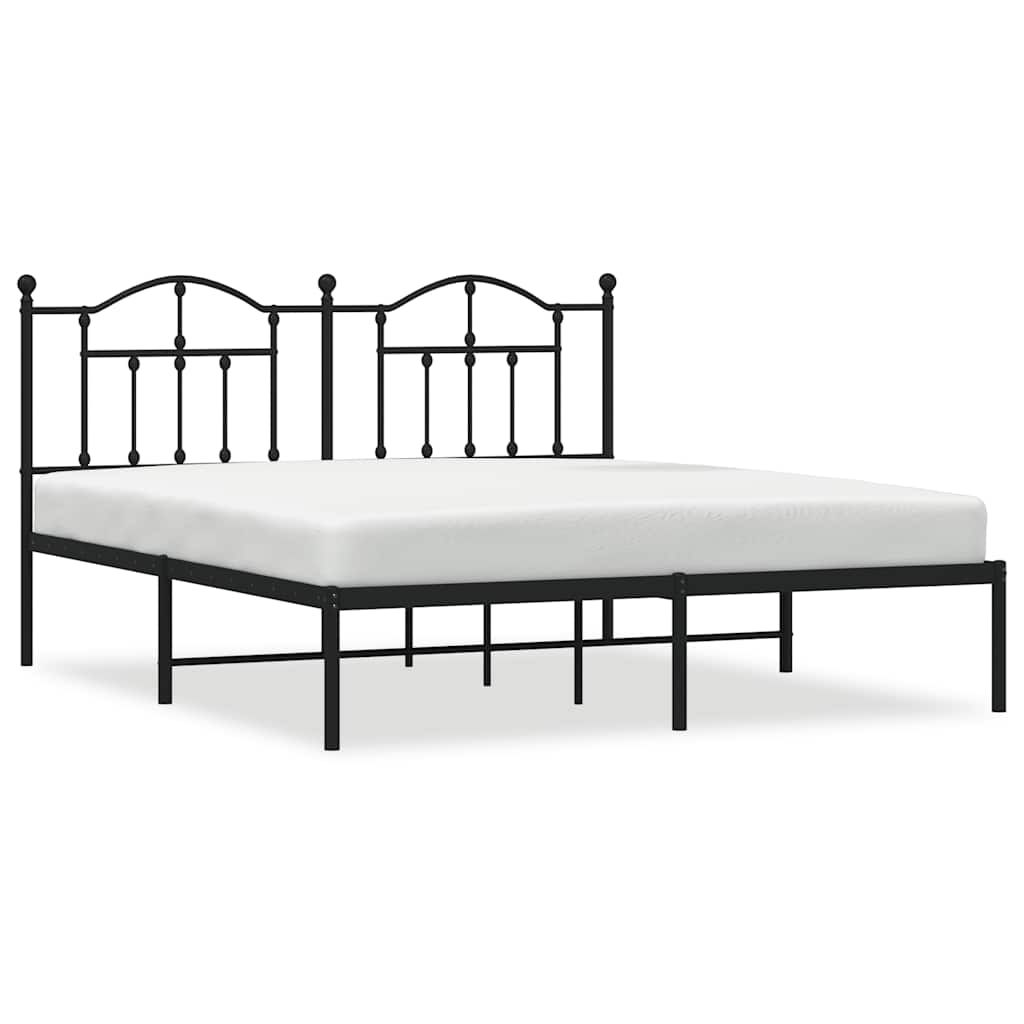 Giroletto con Testiera in Metallo Nero 180x200 cm | homemem39