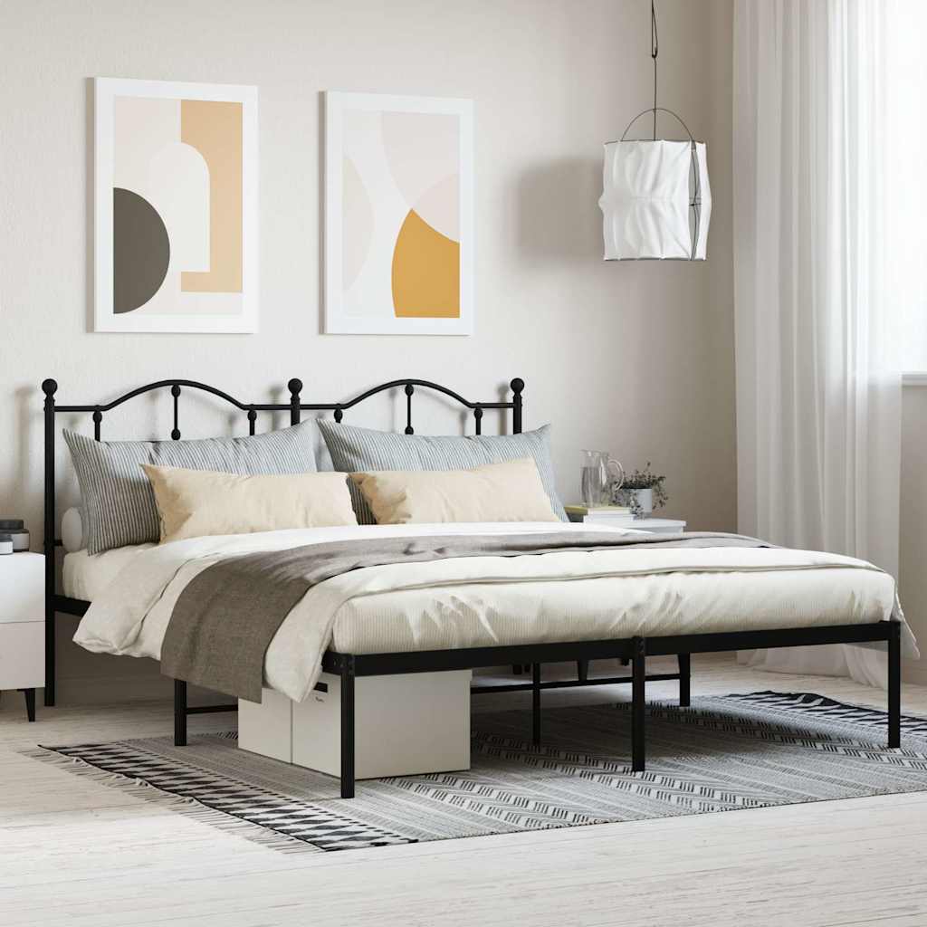 Giroletto con Testiera in Metallo Nero 180x200 cm | homemem39