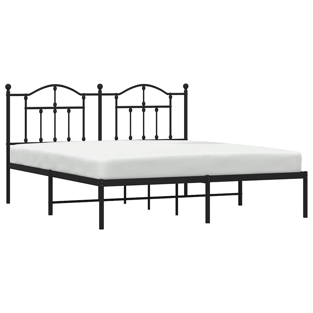 Giroletto con Testiera in Metallo Nero 183x213 cm | homemem39