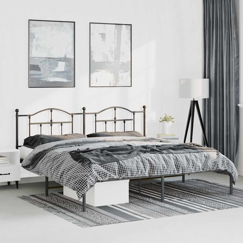 Giroletto con Testiera in Metallo Nero 183x213 cm | homemem39