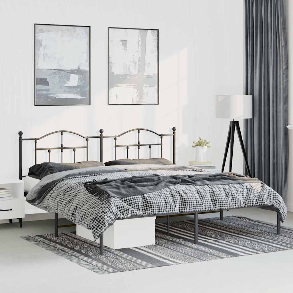 Giroletto con Testiera in Metallo Nero 193x203 cm | homemem39
