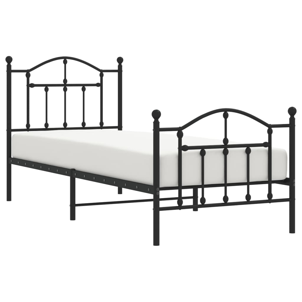 Giroletto con Testiera e Pediera Metallo Nero 80x200 cm | homemem39