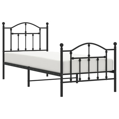 Giroletto con Testiera e Pediera Metallo Nero 80x200 cm | homemem39