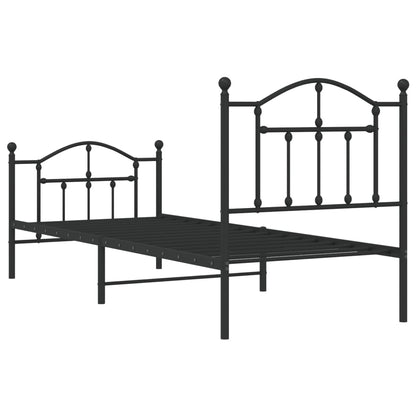 Giroletto con Testiera e Pediera Metallo Nero 80x200 cm - homemem39