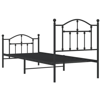 Giroletto con Testiera e Pediera Metallo Nero 90x190 cm - homemem39