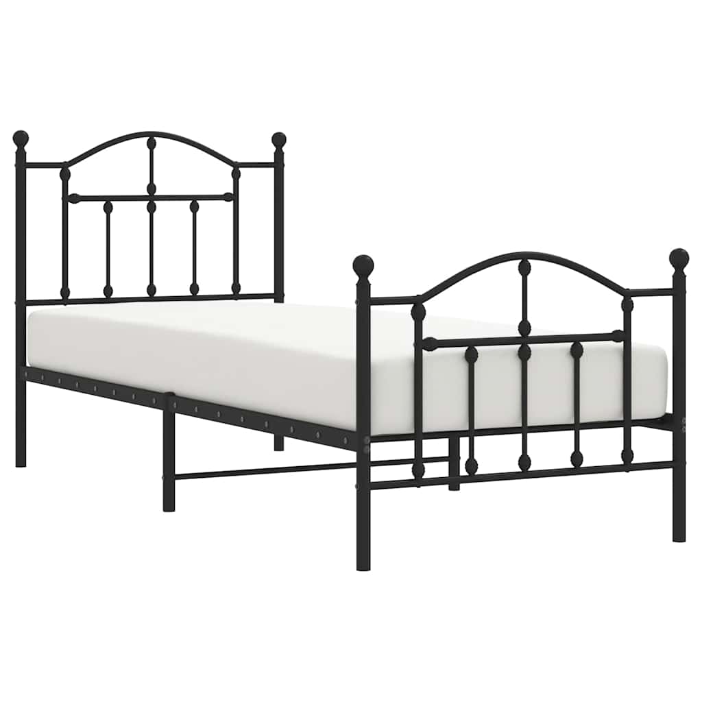 Giroletto con Testiera e Pediera Metallo Nero 90x200 cm | homemem39