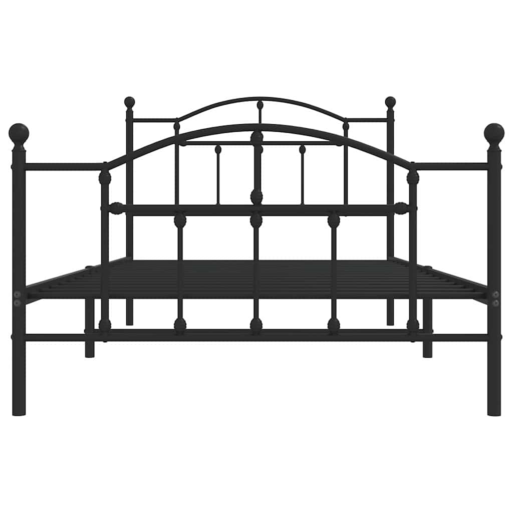 Giroletto con Testiera e Pediera Metallo Nero 100x200 cm