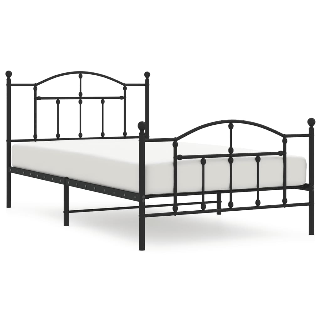 Giroletto con Testiera e Pediera Metallo Nero 107x203 cm | homemem39