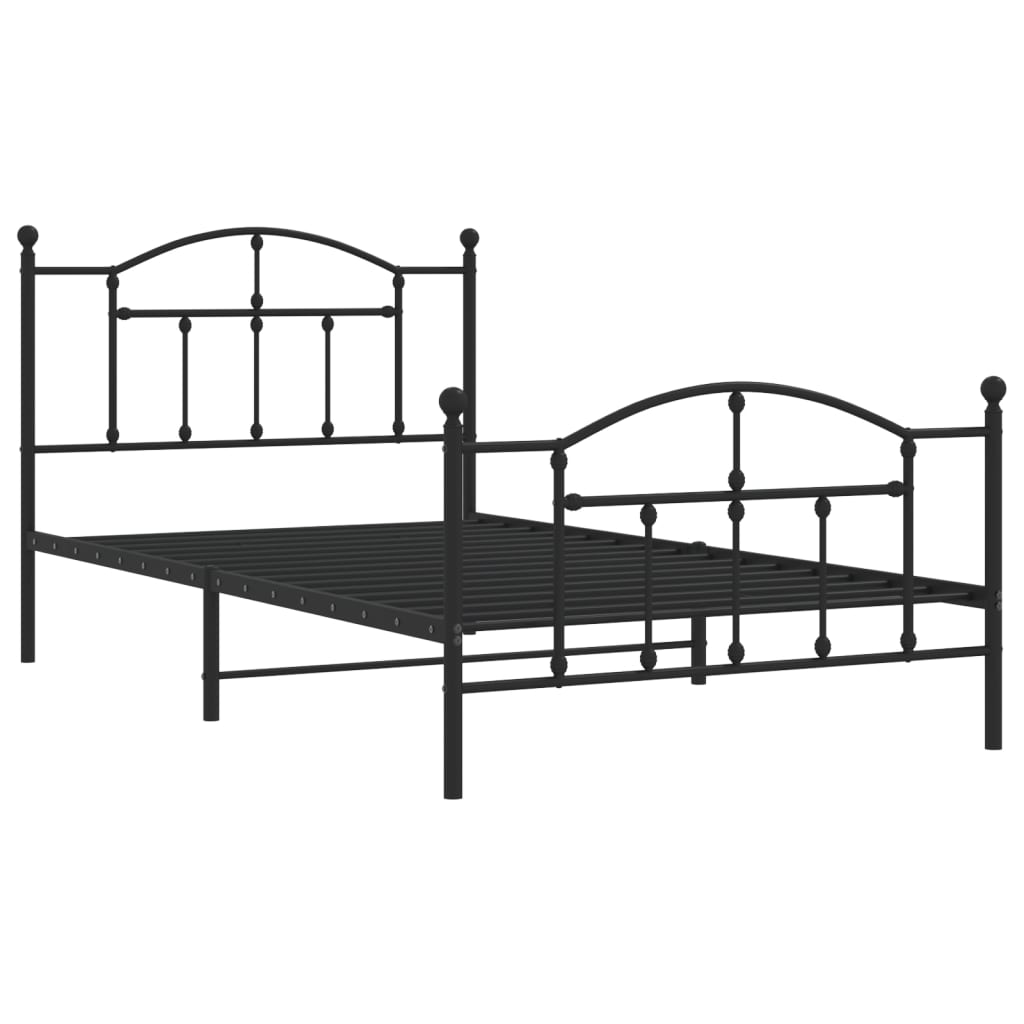 Giroletto con Testiera e Pediera Metallo Nero 107x203 cm | homemem39