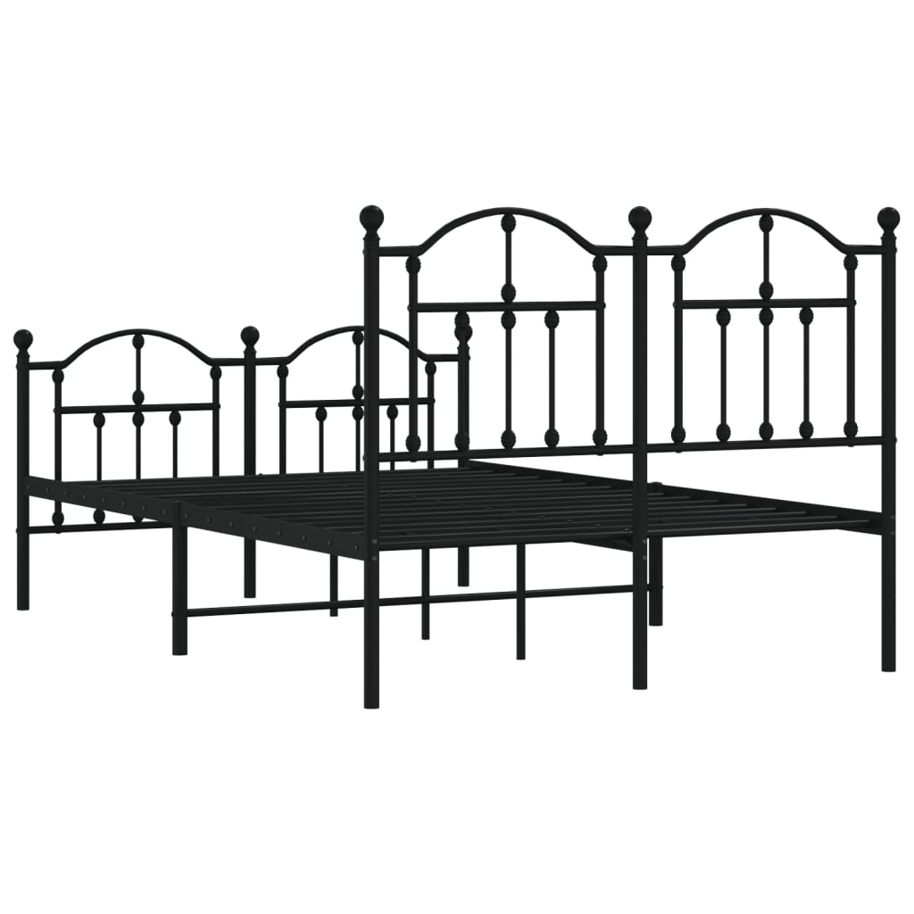 Giroletto con Testiera e Pediera Metallo Nero 120x190 cm