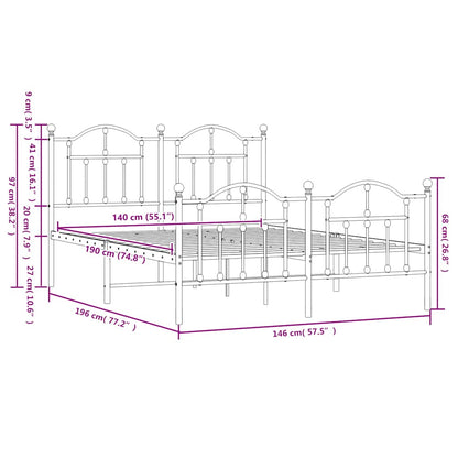Giroletto con Testiera e Pediera Metallo Nero 140x190 cm | homemem39