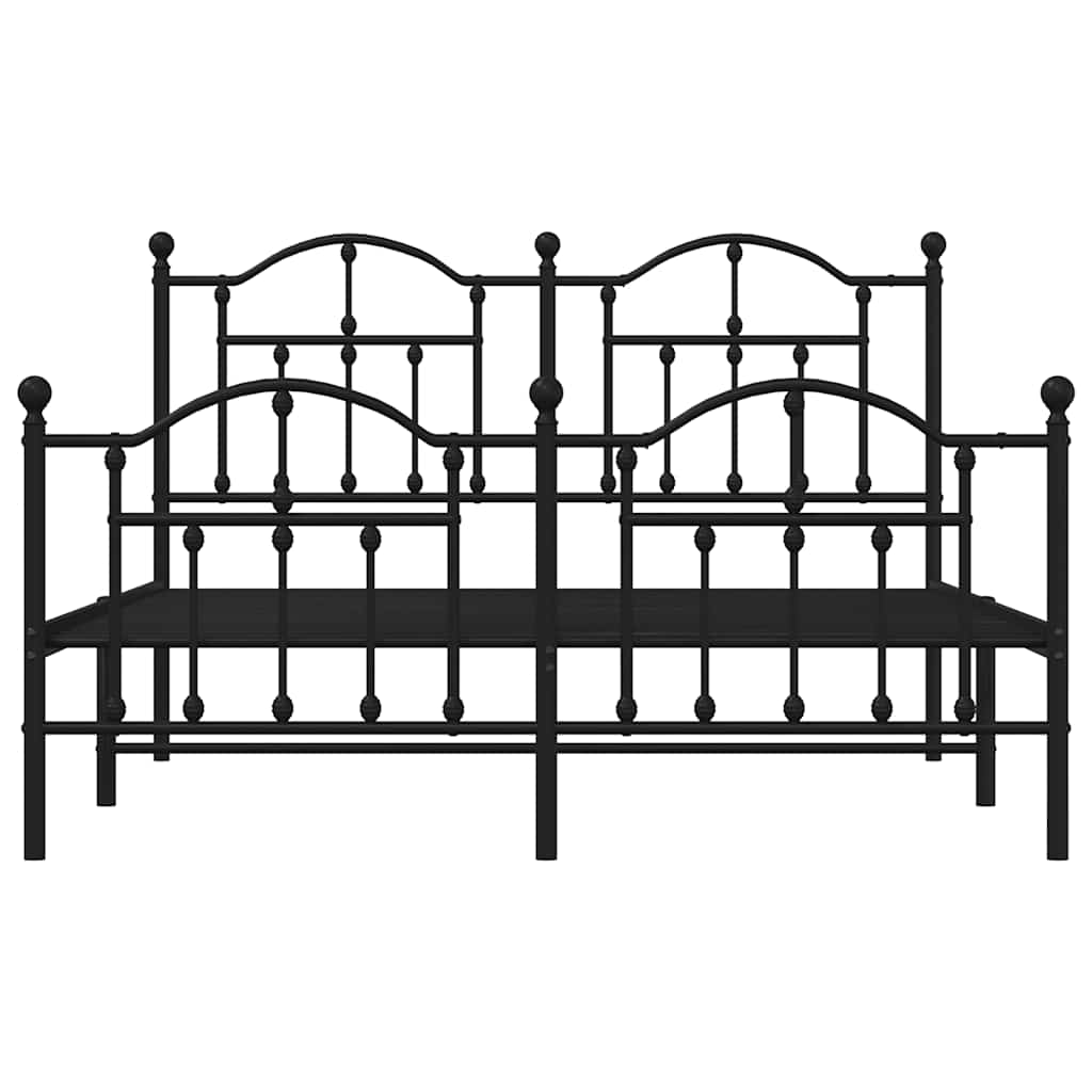 Giroletto con Testiera e Pediera Metallo Nero 140x200 cm | homemem39