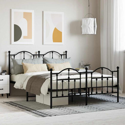 Giroletto con Testiera e Pediera Metallo Nero 140x200 cm | homemem39