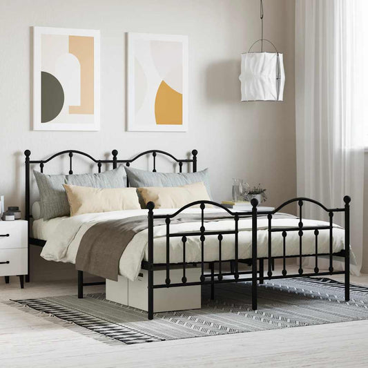 Giroletto con Testiera e Pediera Metallo Nero 140x200 cm | homemem39