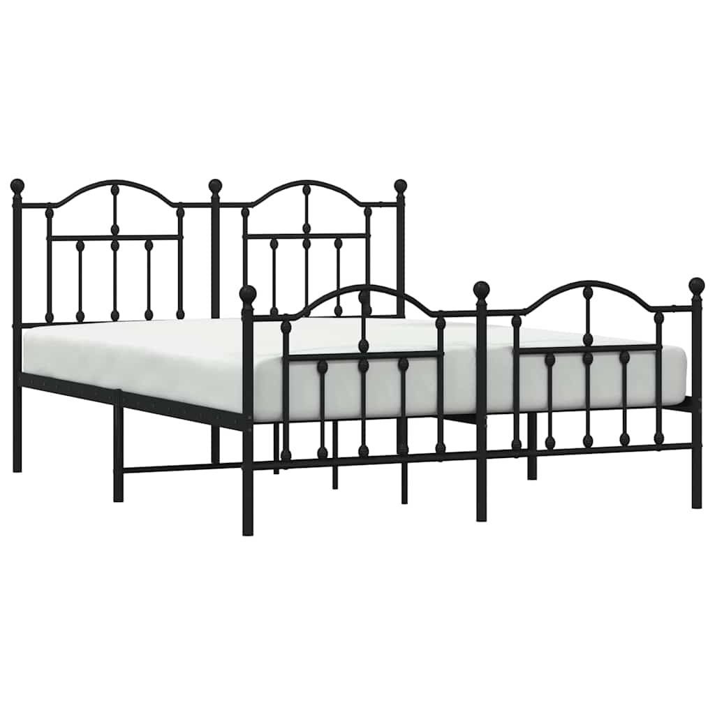 Giroletto con Testiera e Pediera Metallo Nero 150x200 cm | homemem39