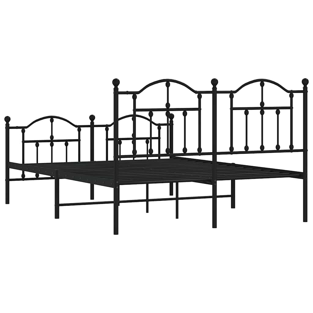 Giroletto con Testiera e Pediera Metallo Nero 150x200 cm | homemem39