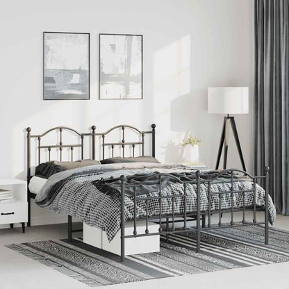 Giroletto con Testiera e Pediera Metallo Nero 150x200 cm | homemem39