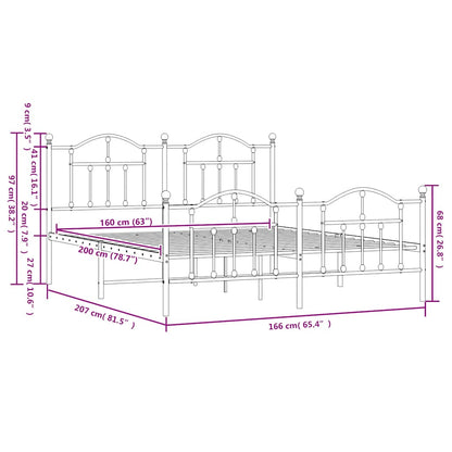 Giroletto senza Materaso con Pediera in Metallo Nero 160x200 cm