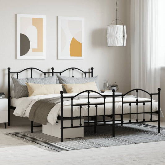 Giroletto senza Materaso con Pediera in Metallo Nero 180x200 cm | homemem39