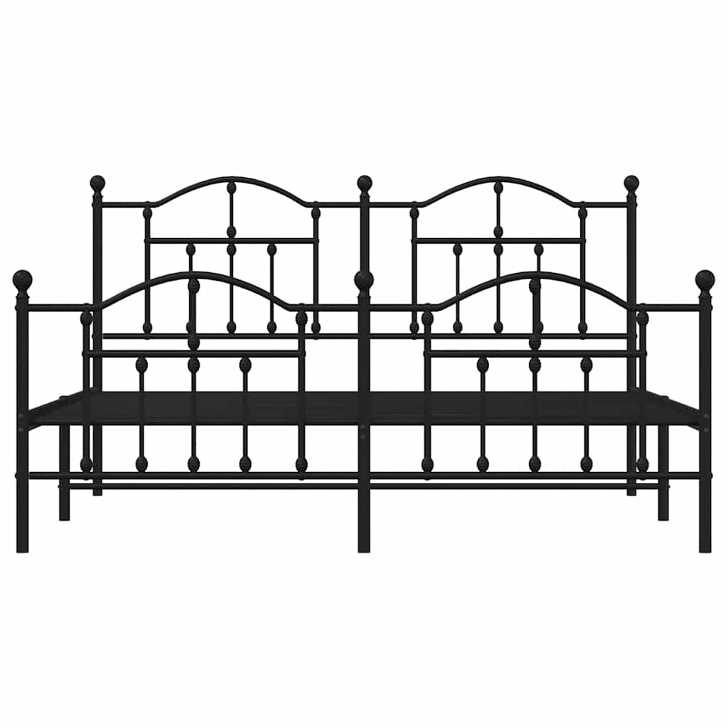 Giroletto con Testiera e Pediera Metallo Nero 183x213 cm | homemem39