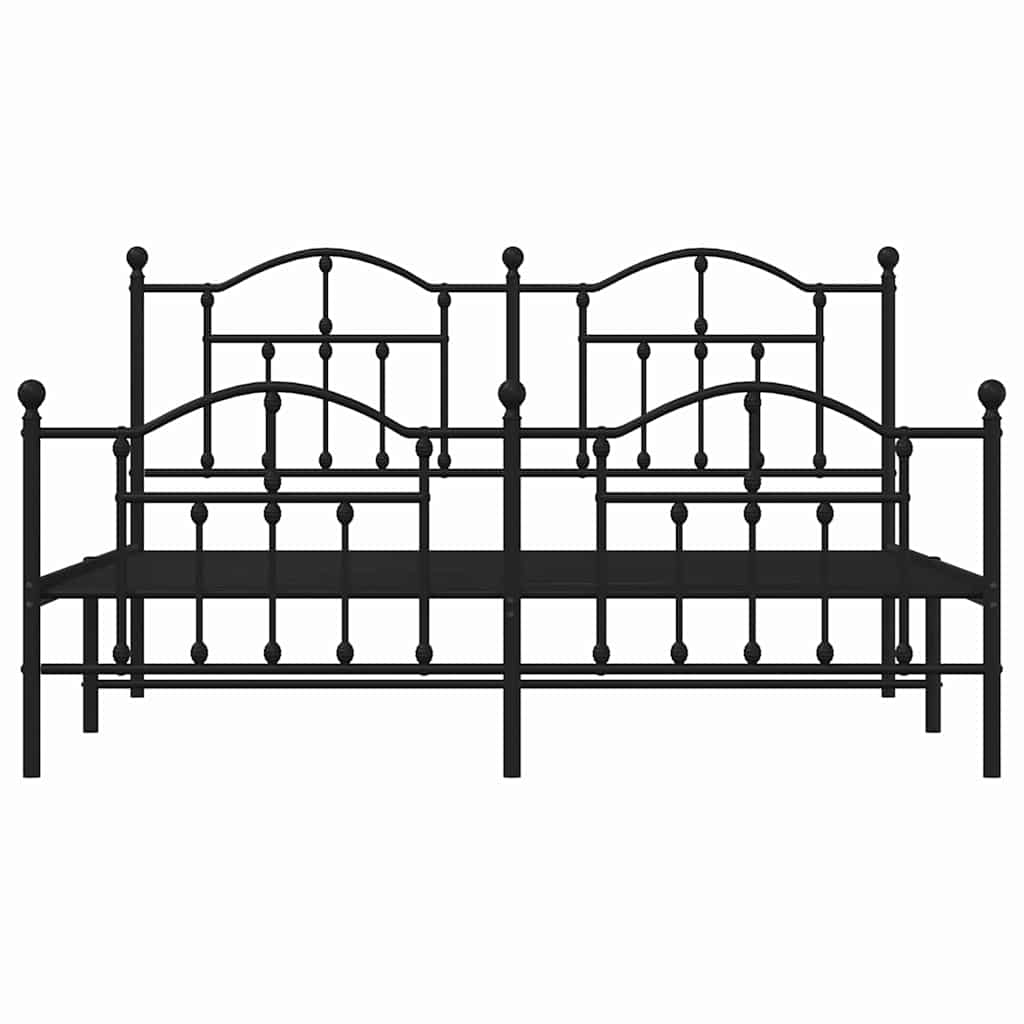 Giroletto con Testiera e Pediera Metallo Nero 183x213 cm