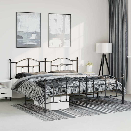 Giroletto con Testiera e Pediera Metallo Nero 183x213 cm | homemem39